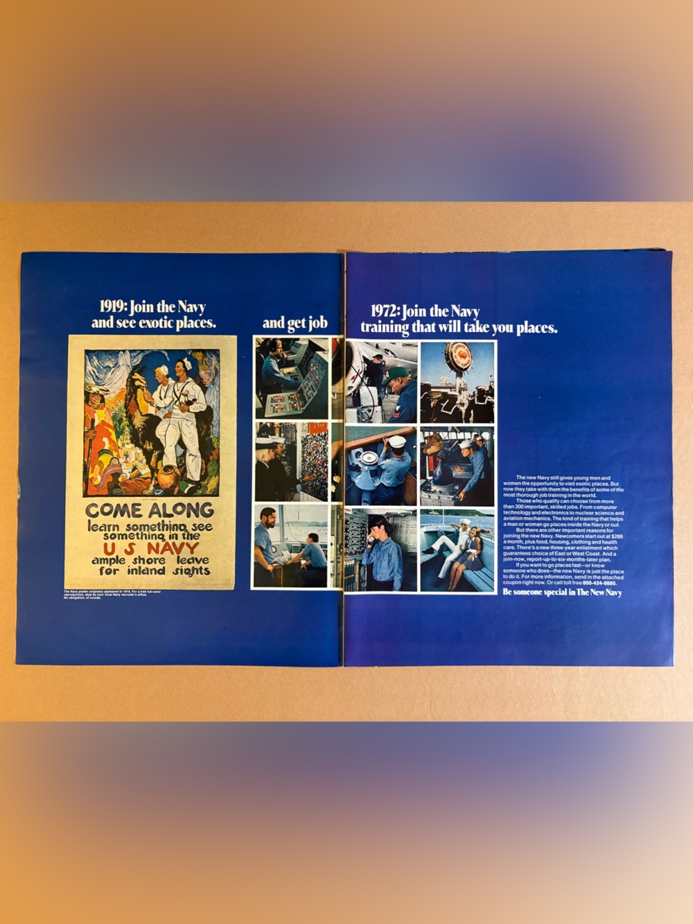 1972 U.S. Navy “Join the Navy” Original 2-Page Vintage Magazine Ad